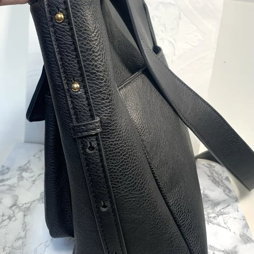 Kensie Front Pocket Shoulder Bag Adjustable Strap Black Brass Hardware Crossbody